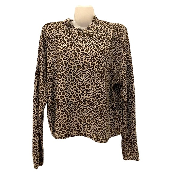 DYNAMITE Mock Neck Long Sleeves Leopard Print Tunic Soft Cozy Trending - Picture 3 of 10